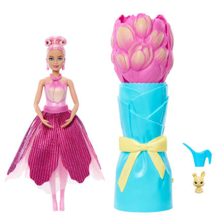 Barbie Petal Pop Geparfumeerde Modepop Met Roze Tulpenjurk, Accessoires Zoals Een Konijn En Meer - Image 1 of 6
