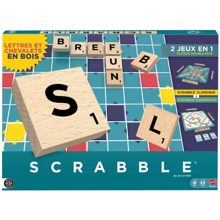 Scrabble Bordspel Woordspel Voor De Hele Familie Met Houten Blokjes En Rekken En Twee Manieren Om Te Spelen, Franse Editie - Image 1 of 6