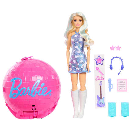 Barbie Team Barbie Roll & Reveal Pop Yıldızı Bebek Ve Aksesuarları, Sarışın Bebek, 8 Sürpriz Ve Disko Topu Kılıfı - Image 1 of 