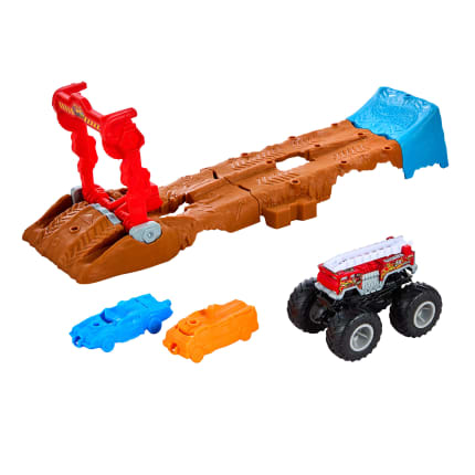 Hot Wheels Monster Trucks Kaskaderska wyrzutnia + 1 pojazd 5 Alarm Zestaw Zabawka dla dzieci 4+ - Image 1 of 6