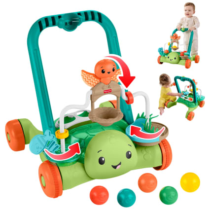 Fisher-Price „Moves With You“-Schildkröten-Lauflernwagen, Schiebespielzeug Für Babys Und Kleinkinder, 5 Bälle - Image 1 of 