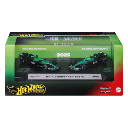 Hot Wheels Premium Formuła 1 Samochodziki 2-pak Bolidy F1 KICK Sauber (Nico Hulkenberg #27, Gabriel Bortoleto #5) Zestaw Samochody zabawki 14+ - Image 1 of 6
