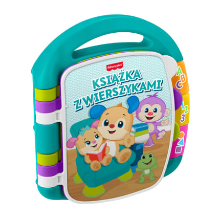 Fisher-Price „Ucz się i śmiej!” Książka z wierszykami (Turkusowa) Edukacyjna zabawka interaktywna dla dzieci 6-36 mies. Polska wersja językowa - Imagen 1 de 6