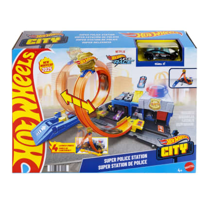 Hot Wheels Polis İstasyonu Oyun Seti, 1:64 Ölçekli Oyuncak Polis Arabası Ve Ayarlanabilir Pist Çemberi - Imagen 1 de 6