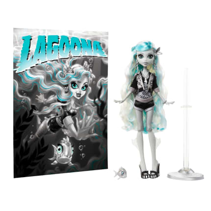 Monster High Lagoona Blue Muñeca Con Pósteres En Blanco Y Negro - Imagen 1 de 5