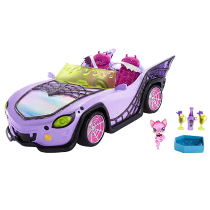 Coche De Juguete De Monster High, Ghoul Mobile Con Accesorios, Mascota Y Nevera - Imagen 1 de 7