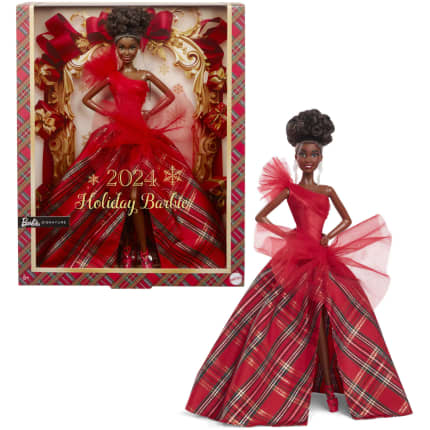 Barbie Signature 2024 Holiday Barbie Fashion Doll, Seasonal Collector Gift, Brown Hair With Plaid Gown - Image 1 of 6
