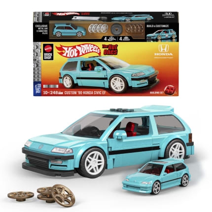 Conjunto De Construcción Del Custom '90 Honda Civic Ef De Hot Wheels De Mattel Brick Shop (248 Piezas) Para Coleccionistas - Imagen 1 de 