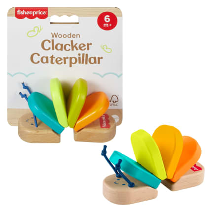 Fisher-Price Wooden Clacker Caterpillar Developmental Activity Rattle Toy For Baby, 1 Wood Piece - Image 1 of 5