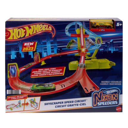 Hot Wheels Neon Yarışlar Çoklu Yarış Heyecanı Pist Seti, 1 Adet Hot Wheels Araba - Image 1 of 6
