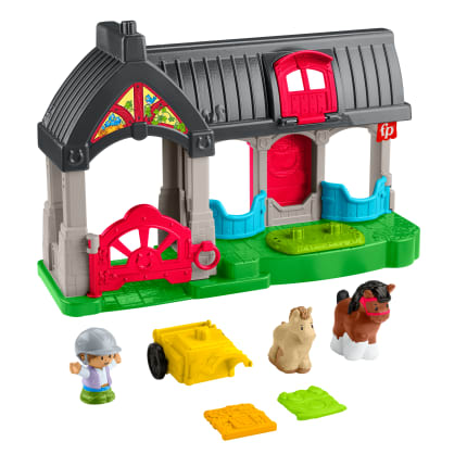Fisher-Price Little People Friendly Horses Stable Toddler Playset With Sounds, 6 Play Pieces - Image 1 of 6