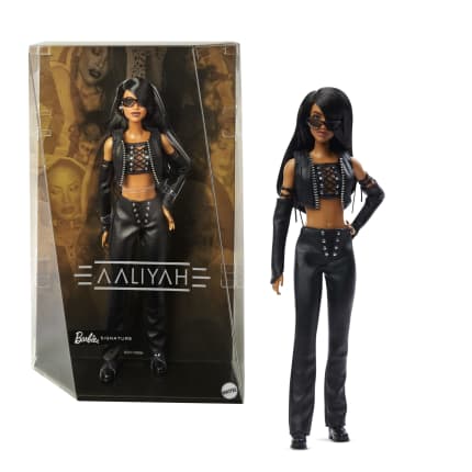 Muñeca De Aaliyah Coleccionable De Barbie Signature Con Un Conjunto De Cuero Negro Sintético - Imagen 1 de 6