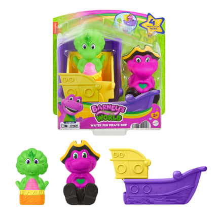 Fisher-Price Barney's World Water Fun Pirate Ship, 4-Piece Set For Water Play - Image 1 of 6
