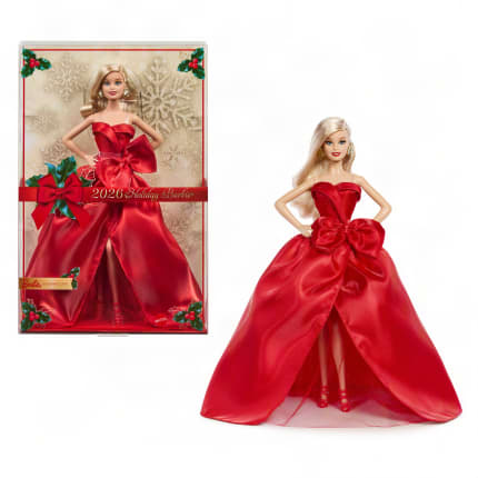 Barbie Signature 2026 Holiday Barbie-Modepuppe, Saisonale Sammlerpuppe, Blond Mit Rotem Kleid Mit Schleife - Imagen 1 de 