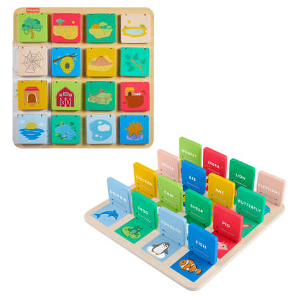 Fisher-Price Wooden Flip & Reveal Busy Activity Board, Learning Toy For Preschool Kids - Imagem 1 de 6