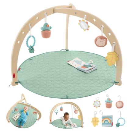 Fisher-Price Wooden Lay And Play Deluxe Activity Gym Baby Playmat With Developmental Toys - Image 1 of 6