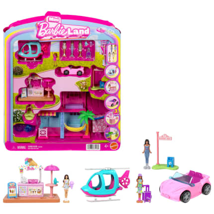 Barbie Mini Barbie Land Set With Doll House, Playset & 2 Vehicles, Plus 4 1.5-Inch Dolls - Imagem 1 de 1