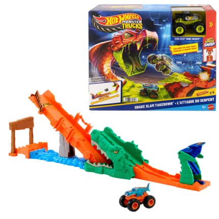 Hot Wheels Monster Trucks Crocodile Crash Challenge Playset & 1:64 Scale MEGA-Wrex Toy Vehicle - Imagem 1 de 6