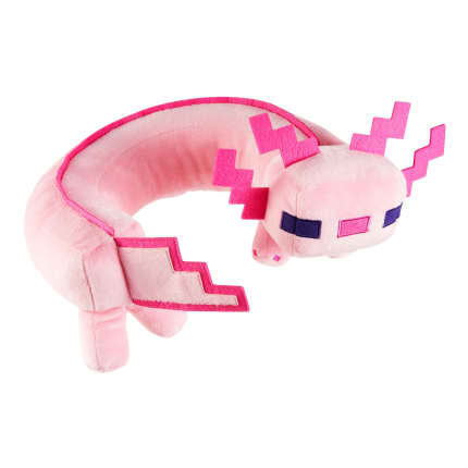Minecraft Axolotl Neck Pillow, Plush Toy With Sound Feature, Curved To Stay in Place - Imagen 1 de 5