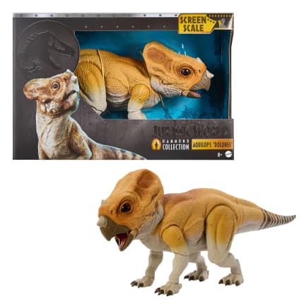Jurassic World Hammond Collection Screen Scale Aquilops Dolores Dinosaur Figure, Real Feel & Glass Eyes - Imagem 1 de 6