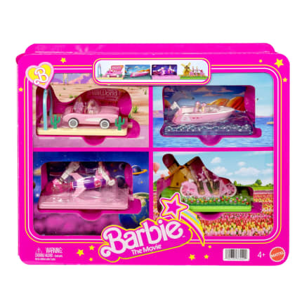 Barbie Mini Barbie Land Barbie The Movie Vehicle Collection, Includes 8 1.5-Inch Dolls & 4 Vehicles Inspired By The Film - Image 1 of 1