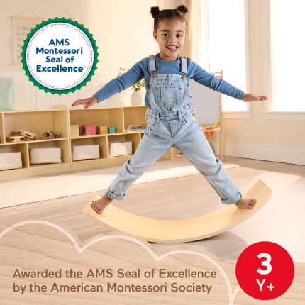 Fisher-Price Montessori Wooden Rockin’ Balance Board Learning Activity For Kids, 31.7 Inches - Image 1 of 5