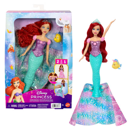 Disney Princess Ariel Human To Mermaid Transforming Fashion Doll With Flounder & 2 Accessories - Imagen 1 de 