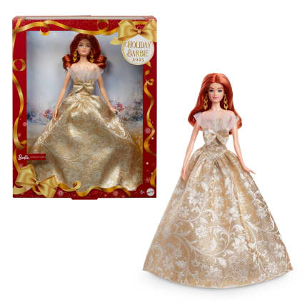 Barbie Signature 2025 Holiday Barbie Fashion Doll, Seasonal Collector, Red Hair With Silver & Gold Gown - Imagem 1 de 6