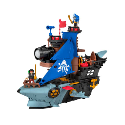 Coffret de Jeu Bateau-Pirate Requin Imaginext Avec 2 Figurines Articulées, Bateau Jouet et Accessoires - Image 1 of 6