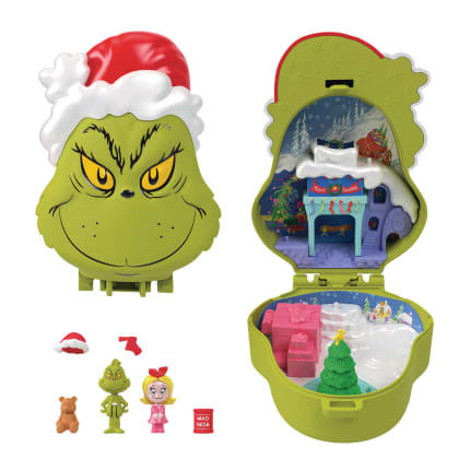 Polly Pocket Micro Dolls & Playset, The Grinch Compact With 6 Accessories, Winter Holiday Themed - Image 1 of 
