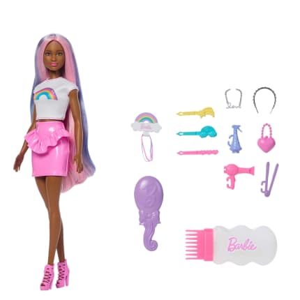 Barbie Rainbow Sparkle Hair Fashion Doll With Extra-Long Hair And 12 Styling Accessories - Image 1 of 6