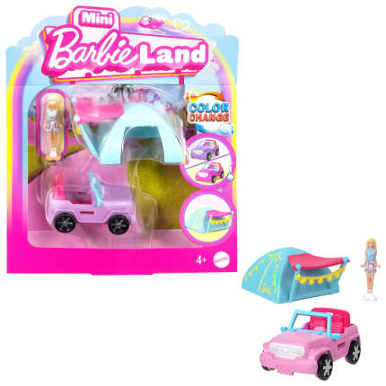 Barbie Mini Barbieland Doll & Vehicle Set With 1.5-Inch Doll, Color-Change Suv & Tent Accessory - Imagen 1 de 6