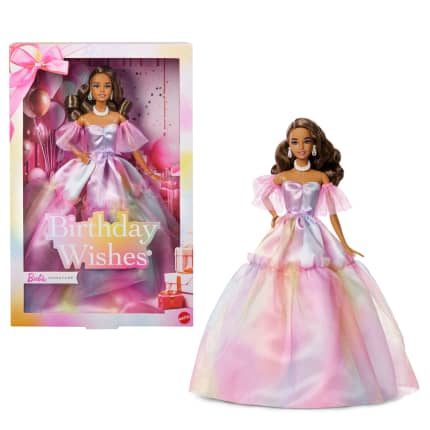 Barbie Signature Birthday Wishes Fashion Doll in Dress With Pastel Rainbow Effect, Collectible Gift - Image 1 of 6