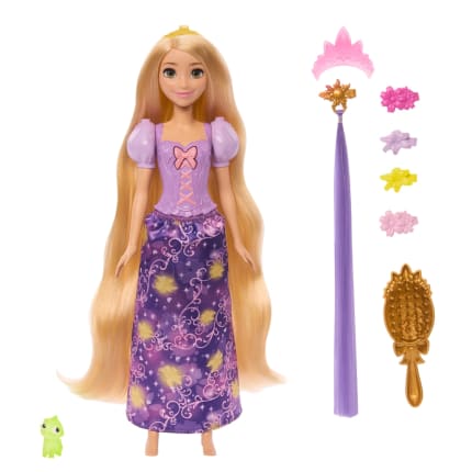 Disney Princess Light-Up Hair Rapunzel Fashion Doll W/ 5 Ways To Glow, Pascal Figure & 7 Accessories - Imagen 1 de 6