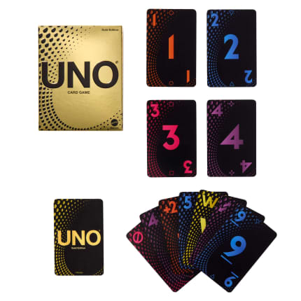 UNO Card Game Gold Edition For Kid, Adult & Family Nights, Collectible Deck With Foil Accents - Image 1 of 6