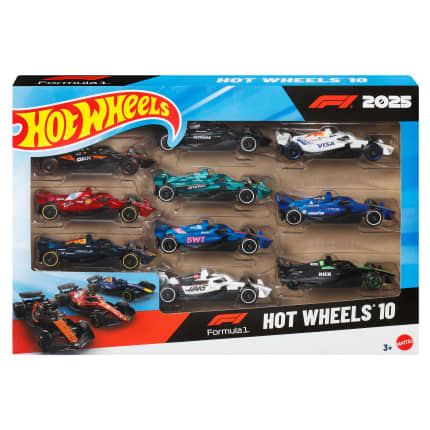 Hot Wheels Formula 1 10-Pack, Set Of 10 1:64 Scale Toy Cars With Each 2025 F1 Racing Team - Image 1 of 