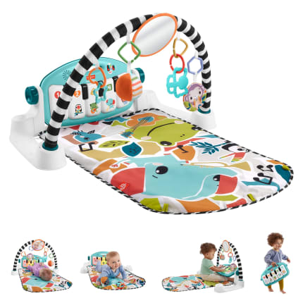 Fisher-Price Glow And Grow Kick & Play Piano Gym Baby Playmat With Musical Learning Toy, Blue - Imagen 1 de 6