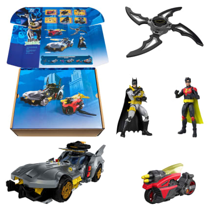 DC Premier Batlink Pack With Batmobile, Robin Cycle, Batman & Robin Figures, 2 Batarangs - Image 1 of 