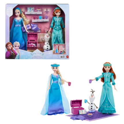Disney Frozen Slumber Sister Set With Anna & Elsa Fashion Dolls, Olaf & 14 Accessories - Imagen 1 de 6