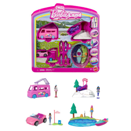 Barbie Mini Barbieland 4-Pack Doll & Vehicle Set, 4 1.5-Inch Dolls & 4 Iconic Toy Vehicles - Imagen 1 de 2