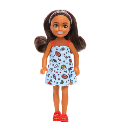 Barbie Chelsea Doll, Small Doll Wearing Removable Blue Dress With Brown Hair & Green Eyes - Image 1 of 6