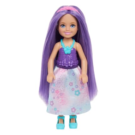 Barbie Chelsea Royal Small Doll With Purple Hair, Removable Skirt, Shoes & Hair Accessory, 6-Inch Toy - Image 1 of 6