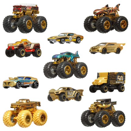 Hot Wheels Monster Trucks Trophy Champions Collection, 5 1:64 Scale Toy Trucks & 6 Die-Cast Cars - Imagem 1 de 5