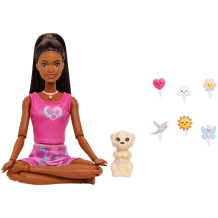 Barbie Mindful Moves Fashion Doll in Yoga Clothes With Audio, Lights And Music, Black Hair And Pet - Image 1 of 6