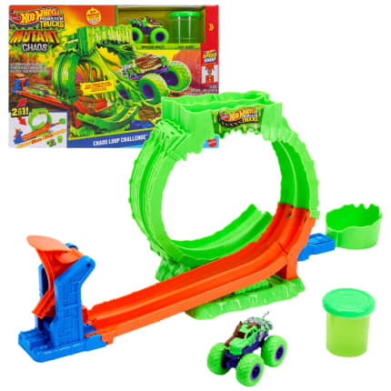 Hot Wheels Monster Trucks Mutant Chaos, Loop Challenge Playset With Wreckin’ Wolf Toy Truck & Slime - Imagem 1 de 