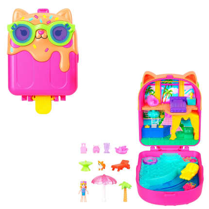 Polly Pocket Kitty Popsicle Resort Compact Playset With 1 Micro Doll And Pet Puppy, Travel Toy With Themed Accessories - Imagem 1 de 6