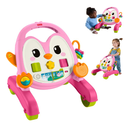Fisher-Price 2-In-1 Musical Penguin Activity Walker, Pink, Baby To Toddler Push Along Toy - Imagen 1 de 