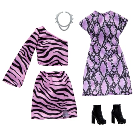 Barbie Fashions 2-Pack Clothing Set, 2 Outfits For Barbie Doll With Dress, Skirt, Top, & Accessories - Image 1 of 3