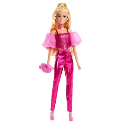 Barbie Fashionista Muñeca Deluxe Cabello Rubio y Conjunto Rosa Metálico - Imagen 1 de 6