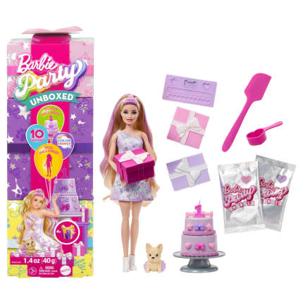 Barbie Party Unboxed Muñeca Fiesta de Mascotas Vestido Azul - Imagem 1 de 6